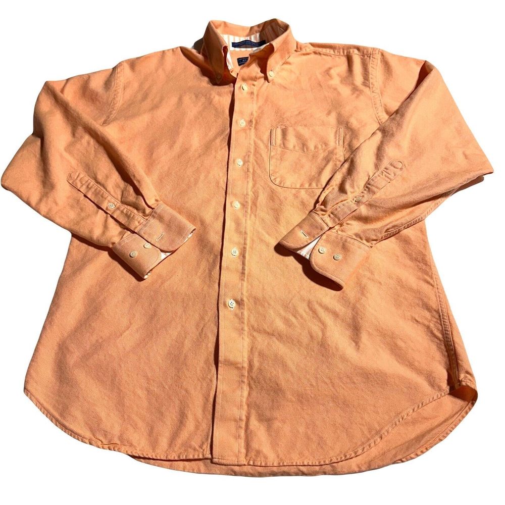 J McLaughlin Men's  Peach Flip Cuff  Button Down Shirt Size M 2Ply Cotton